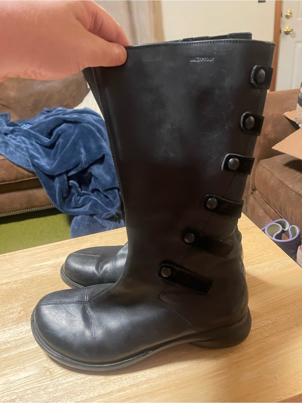 Merrell Tetra Launch Waterproof black Leather Boots Women’s 7.5 Button Detail